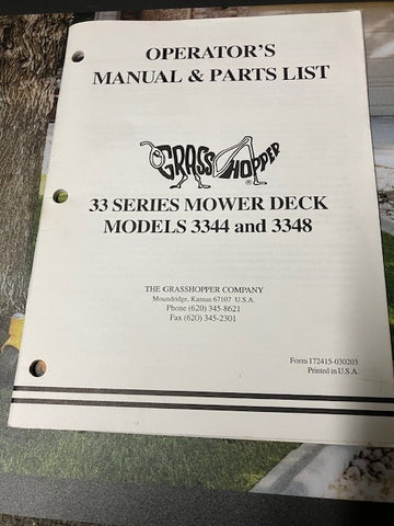 GRASSSHOPER MANUAL FOR 33 SERIES 3344 & 3348  #172415-030203
