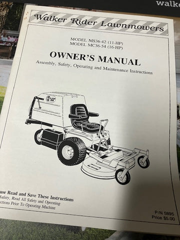 WALKER MOWER MANUAL MS #5895
